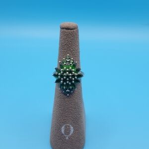 Sterling Silver Harold Trujillo 925 Green Chrome Diopside Gemstone Cluster Ring